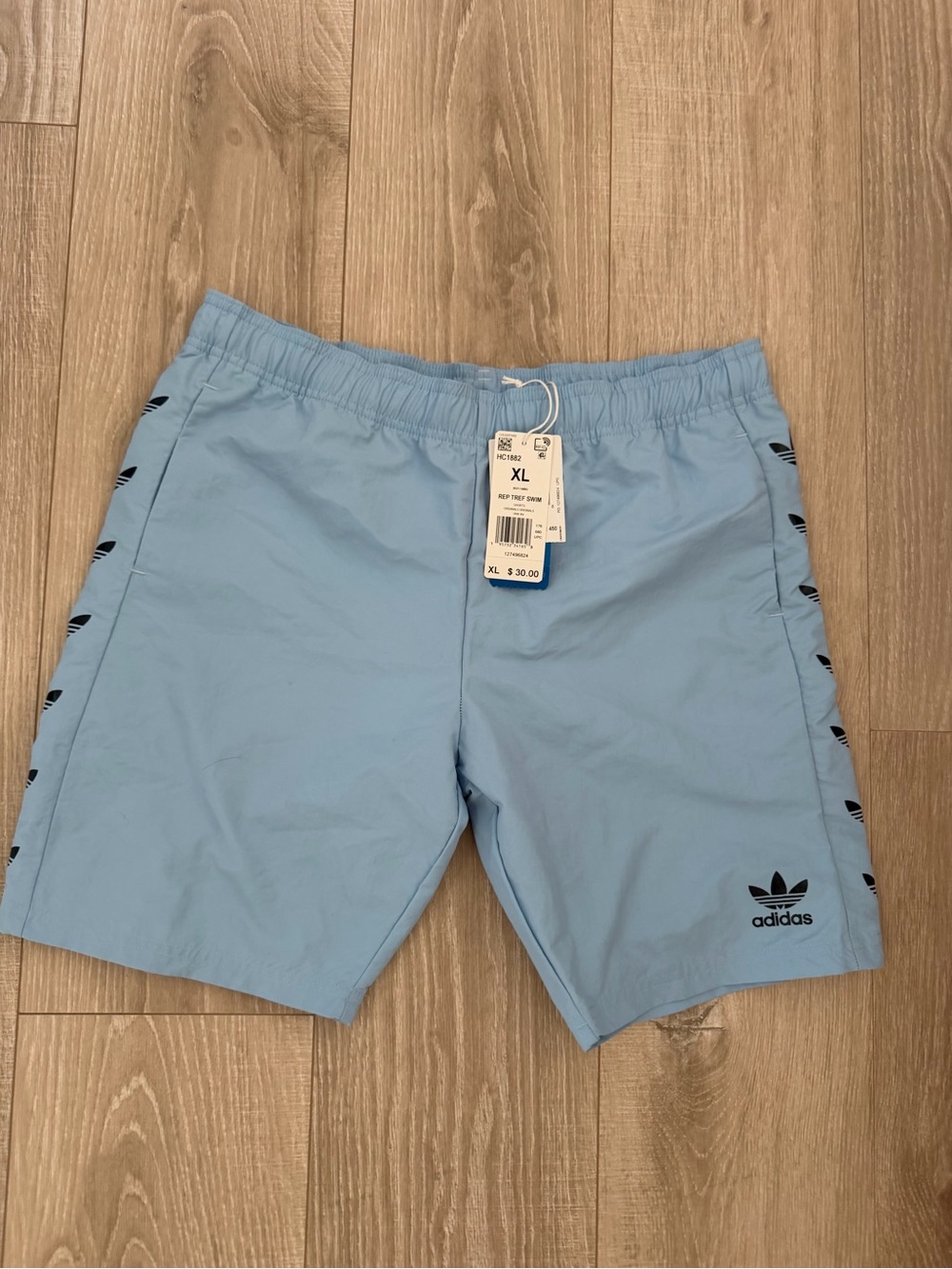 adidas Light Blue Trefoil Athletic Swim Shorts YOUTH XL 15/16